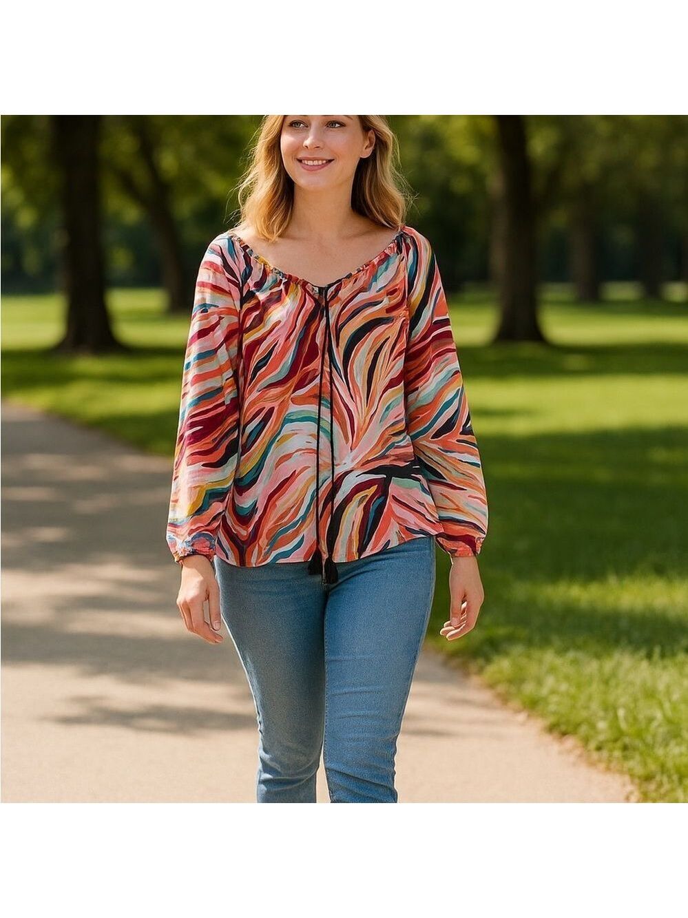 Marie Oliver Multicolor Tassel Lightweight Relaxed Top XS